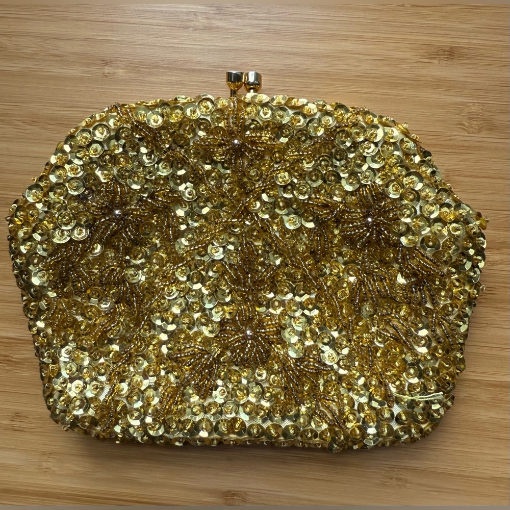 Vintage Gold Beaded Sequin Safco Clutch
